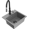 Mexen Milo granitový dřez 1-komorový s kuchyňskou baterií Savita, šedý - 6505-71-672601-70-B