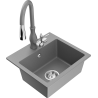 Mexen Milo jednokomorový žulový dřez s kuchyňskou baterií Savita, šedý - 6505-71-672601-71