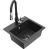 Mexen Milo granitový dřez s 1 komorou a kuchyňskou baterií Savita, černý skvrnitý - 6505-76-672601-70-B