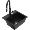 Mexen Milo granitový dřez s 1 komorou a kuchyňskou baterií Savita, černý - 6505-77-672601-70-B