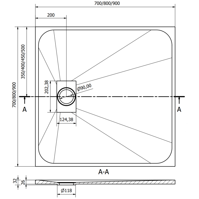 Mexen Hugo čtvercový sprchový kout SMC 90 x 90 cm, bílý - 42109090
