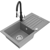 Mexen Pablo kuchyňský dřez s odkapávačem a kuchyňskou baterií Savita, šedý - 6510-71-672601-70