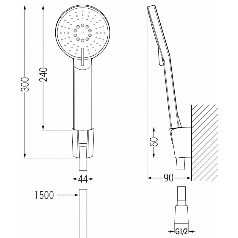 Mexen R-40 bodová sprchová souprava, leštěná šedá zbraň - 785405052-66