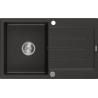 Mexen Bruno granitový dřez s odkapávačem 1-komorový 795 x 495 mm, černý/zlatý metalik, sifon chrom- 6513791010-75