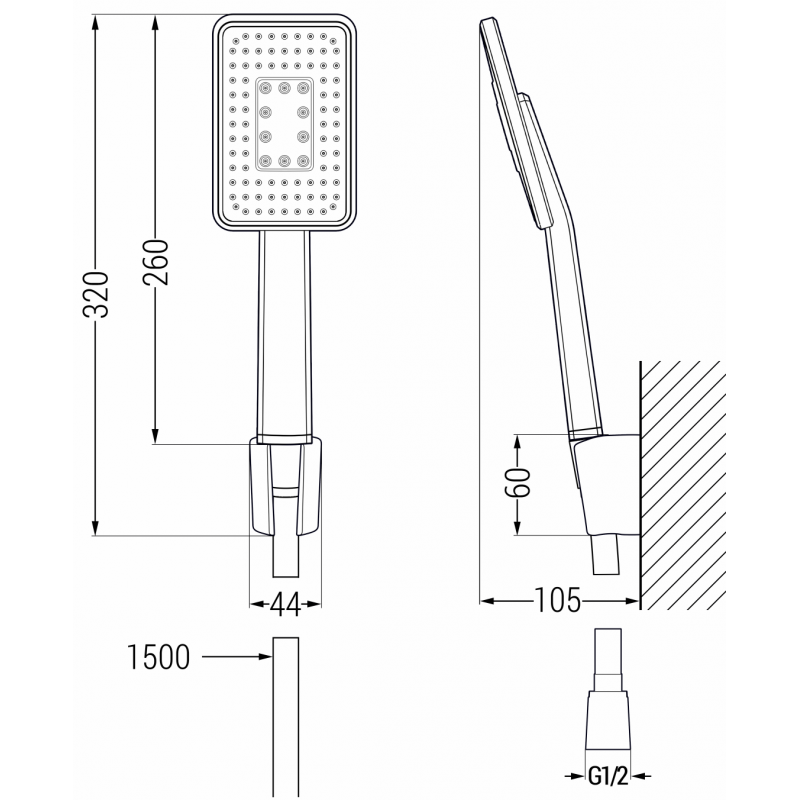 Mexen R-54 bodová sprchová sada, černá/chrom - 785545052-71