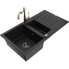 Mexen Matias 1,5-miskový granitový dřez s odkapávačem a kuchyňskou baterií Carla, Černá - 6502-77-670700-50-B