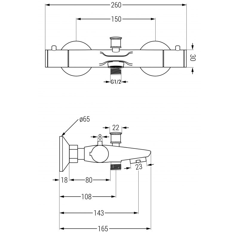 Mexen Nox termostatická vanová baterie, chrom - 77350-00