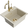 Mexen Milo granitový dřez 1-komorový s kuchyňskou baterií Carla, béžový - 6505-69-670700-50