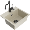 Mexen Milo granitový dřez 1-komorový s kuchyňskou baterií Carla, béžový - 6505-69-670700-70