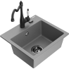 Mexen Milo granitový dřez 1-komorový s kuchyňskou baterií Carla, šedý - 6505-71-670700-70-B