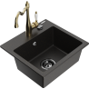 Mexen Milo žulový dřez 1-komorový s kuchyňskou baterií Carla, černý/zlatý metalik - 6505-75-670700-50-B