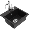 Mexen Milo dřez granitový 1-komorový s kuchyňskou baterií Carla, černý - 6505-77-670700-00