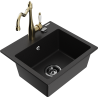 Mexen Milo granitový jednodřez s kuchyňskou baterií Carla, černý - 6505-77-670700-50-B