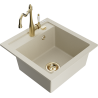 Mexen Vito granitový dřez s 1 komorou a kuchyňskou baterií Carla, béžový - 6503-69-670700-50