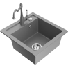 Mexen Vito granitový dřez s 1 komorou a kuchyňskou baterií Carla, šedý - 6503-71-670700-71