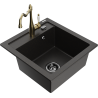 Mexen Vito granitový dřez 1-komorový s kuchyňskou baterií Carla, černý/zlatý metalický - 6503-75-670700-50-B