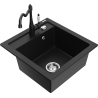 Mexen Vito granitový dřez s 1 komorou a kuchyňskou baterií Carla, černý - 6503-77-670700-70