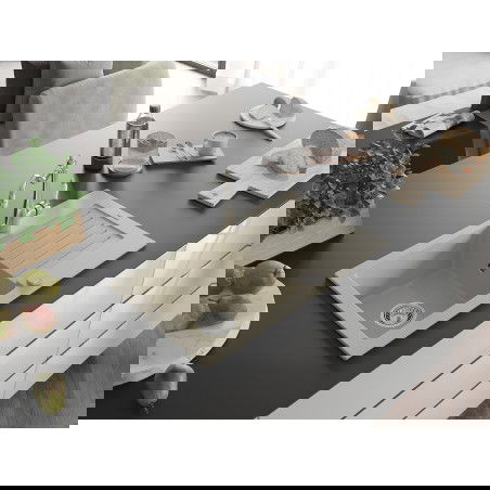 Mexen Pablo žulový dřez s jednou komorou a odkapávačem a kuchyňskou baterií Carla, béžový - 6510-69-670700-00