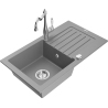 Mexen Pablo granitový dřez s odkapávačem a kuchyňskou baterií Carla, šedý - 6510-71-670700-00