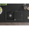 Mexen Pablo granitový dřez 1-komorový s odkapávačem a kuchyňskou baterií Carla, černý - 6510-77-670700-70