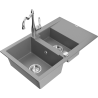 Mexen Gaspar granitový dřez 1,5-komorový s odkapávačem a kuchyňskou baterií Carla, šedý - 6507-71-670700-00