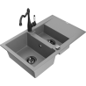 Mexen Gaspar žulový dřez 1,5-komorový s odkapávačem a kuchyňskou baterií Carla, šedý - 6507-71-670700-70-B