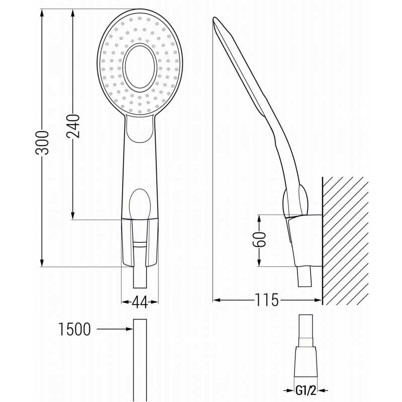 Mexen R-73 bodová sprchová souprava, černá - 785735052-70
