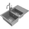 Mexen Gaspar dřez granitový 1,5-komorový s odkapávačem a kuchyňskou baterií Carla, šedý - 6507-71-670700-71