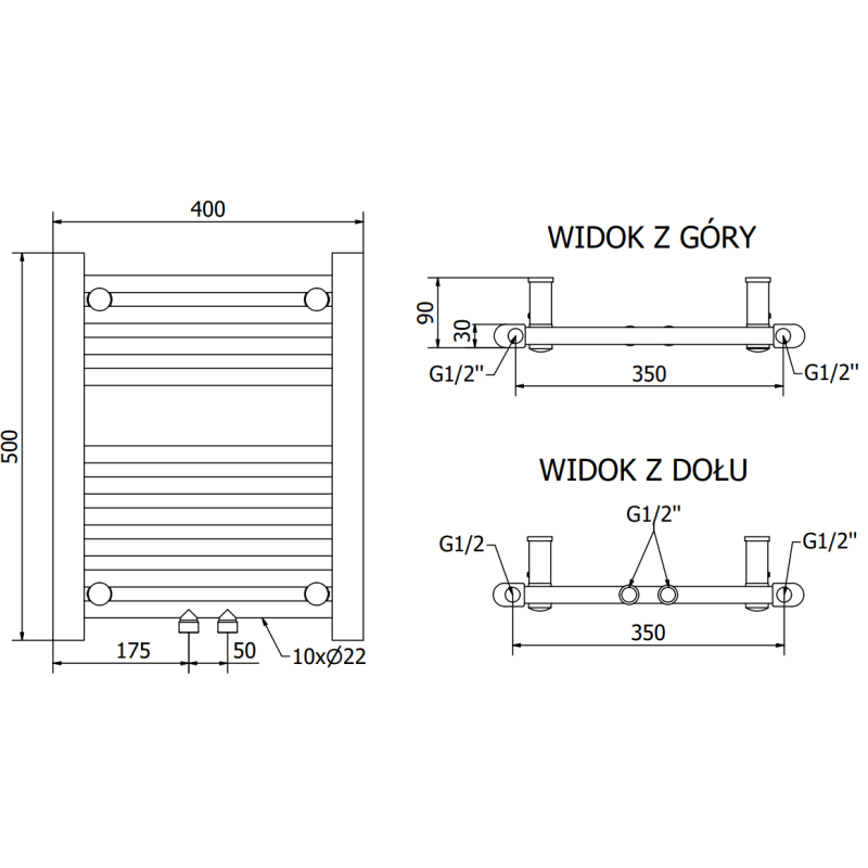 Mexen Mars koupelnový radiátor 500 x 400 mm, 178 W, bílý - W110-0500-400-00-20