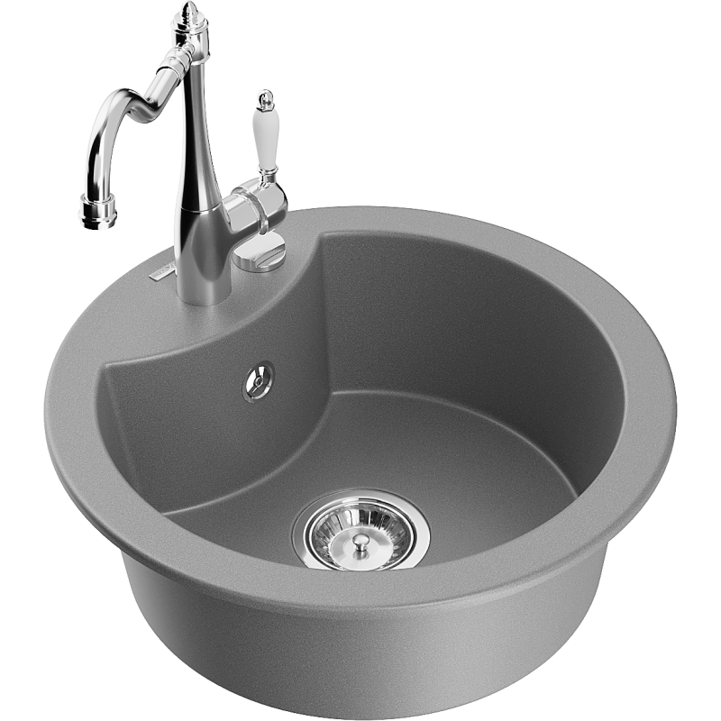 Mexen Diego granitový dřez 1-komorový s kuchyňskou baterií Carla, šedý - 6512-71-670700-00