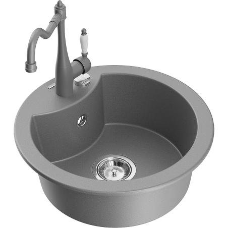 Mexen Diego granitový dřez 1-komorový s kuchyňskou baterií Carla, šedý - 6512-71-670700-71