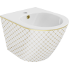 Mexen Lena závěsné bidet, bílý/zlatý vzor mřížka - 35224809