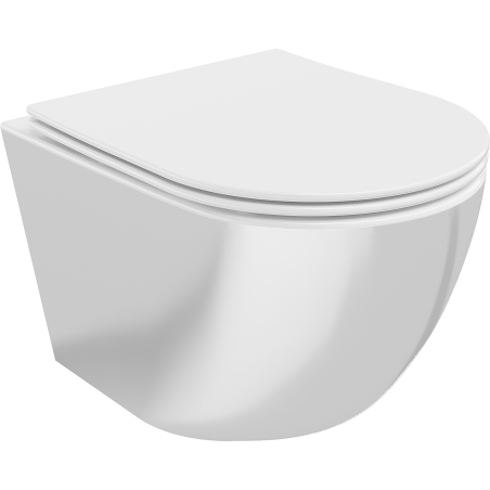 Mexen Lena WC mísa Rimless s pomalu uzavíratelným sedátkem slim, duroplast, bílá/stříbrná - 30224004