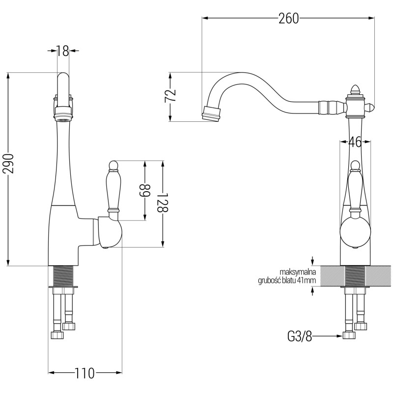 Mexen Andres granitový dřez 1,5-komorový s odkapávačem a kuchyňskou baterií Carla, šedý - 6515-71-670700-70-B