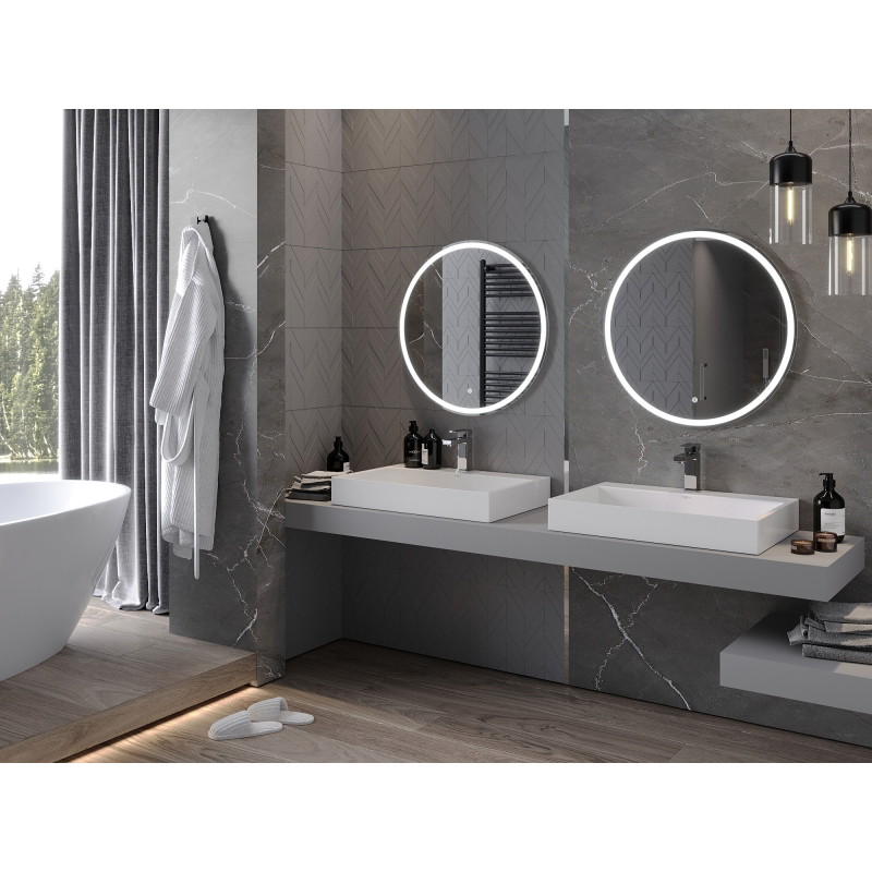 Mexen Gobi koupelnové zrcadlo s osvětlením, kulaté 70 cm, LED 6000K, proti zamlžení - 9801-070-070-611-00
