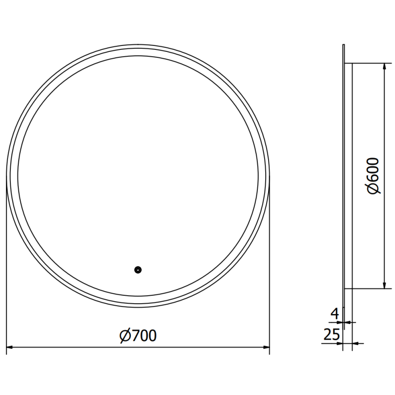 Mexen Gobi zrcadlo koupelnové podsvícené, kulaté 70 cm, LED 6000K, proti-pára - 9801-070-070-611-00