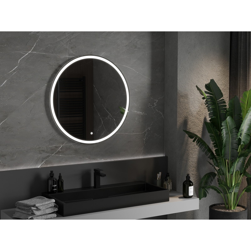 Mexen Gobi kulaté koupelnové zrcadlo s podsvícením, 80 cm, LED 6000K, proti mlžení - 9801-080-080-611-00
