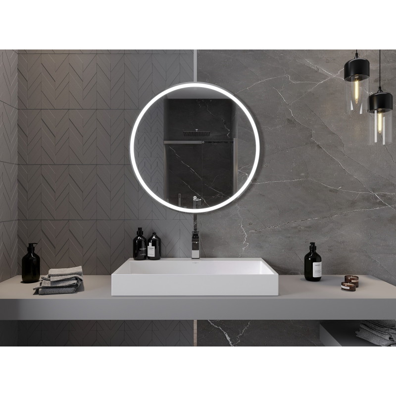 Mexen Gobi kulaté koupelnové zrcadlo s podsvícením, 80 cm, LED 6000K, proti mlžení - 9801-080-080-611-00
