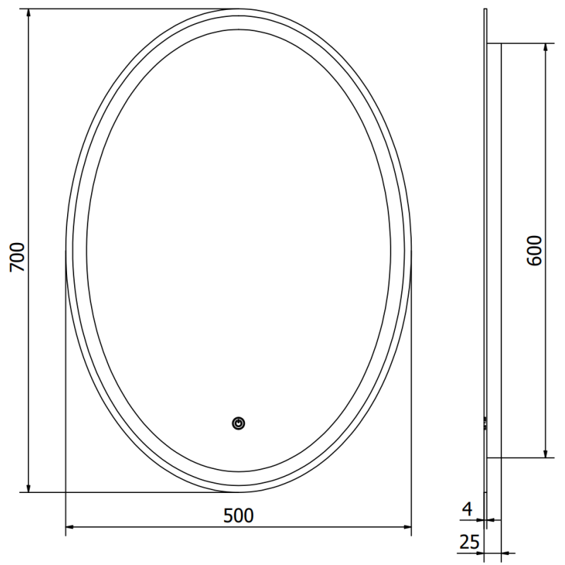 Mexen Elz koupelnové zrcadlo podsvícené 50 x 70 cm, LED 6000K, proti zamlžení - 9802-050-070-611-00