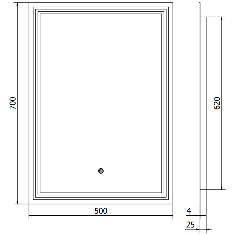 Mexen Taco koupelnové zrcadlo podsvícené 50 x 70 cm, LED 6000K, antifog - 9805-050-070-611-00