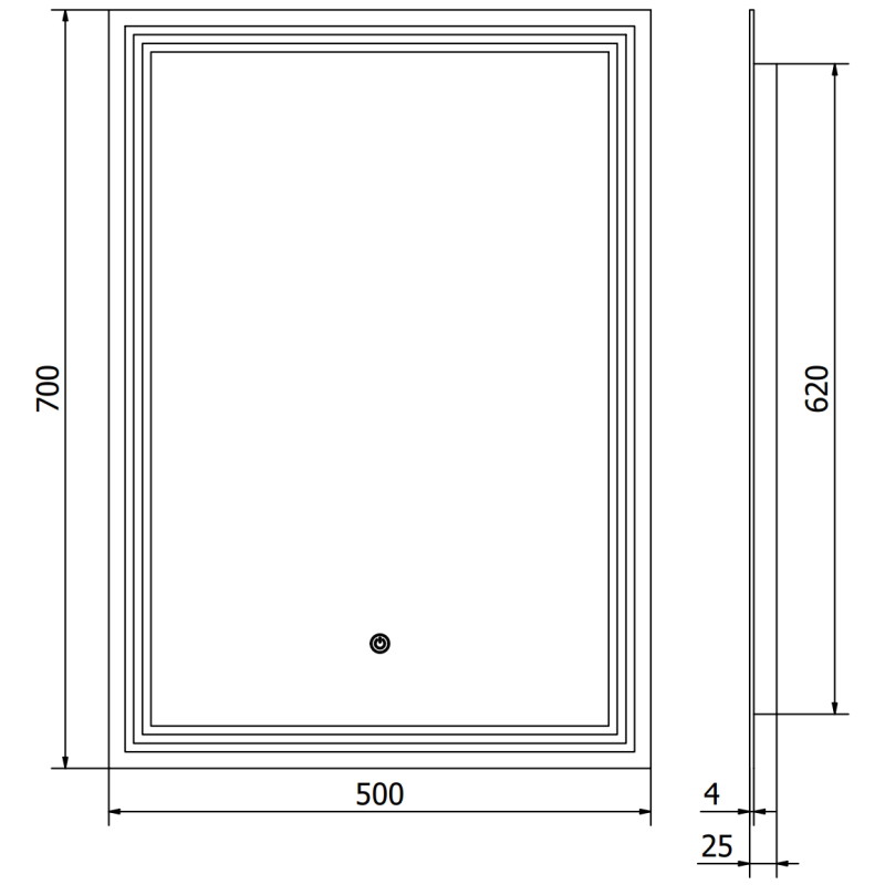 Mexen Taco koupelnové zrcadlo s podsvícením 50 x 70 cm, LED 6000K, proti zamlžení - 9805-050-070-611-00