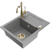 Mexen Enzo granitový dřez 1-komorový s odkapávačem a kuchyňská baterie Carla, šedá - 6506-71-670700-50