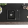 Mexen Enzo granitový dřez 1-komorový s odkapávačem a kuchyňskou baterií Carla, černý/stříbrný metalík - 6506-73-670700-70