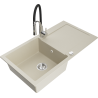 Mexen Leo jednorázový kuchyňský dřez s odkapávačem a kuchyňskou baterií Aster, béžový - 6501-69-73450-07
