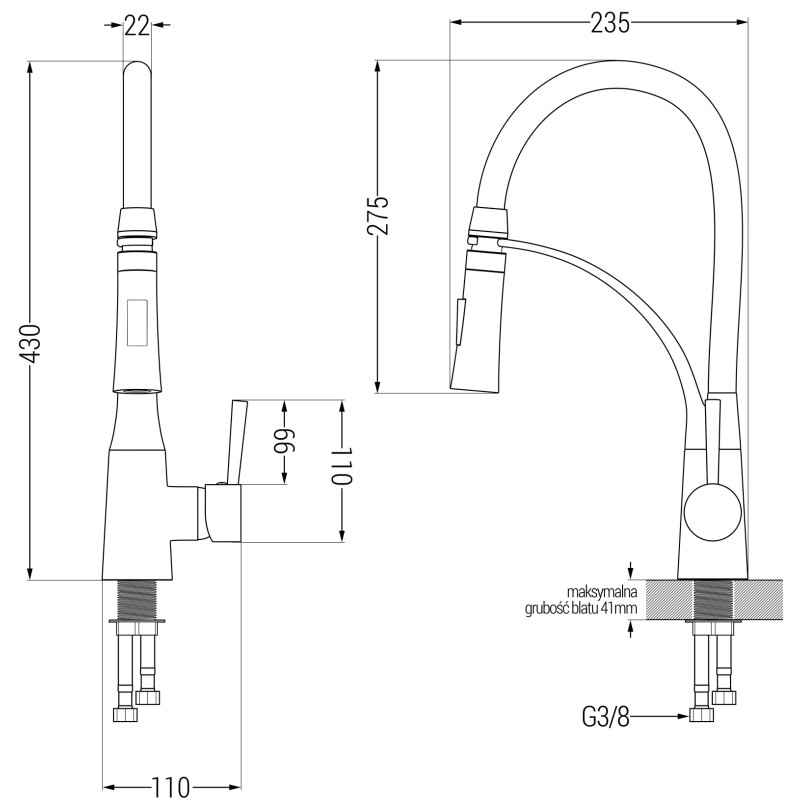 Mexen Leo granitový dřez s jednou komorou a odkapávačem a kuchyňskou baterií Aster, béžový - 6501-69-73450-07-B