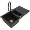 Mexen Matias granitový dřez 1,5-komorový s odkapávačem a kuchyňskou baterií Aster, černý - 6502-77-73450-57-G