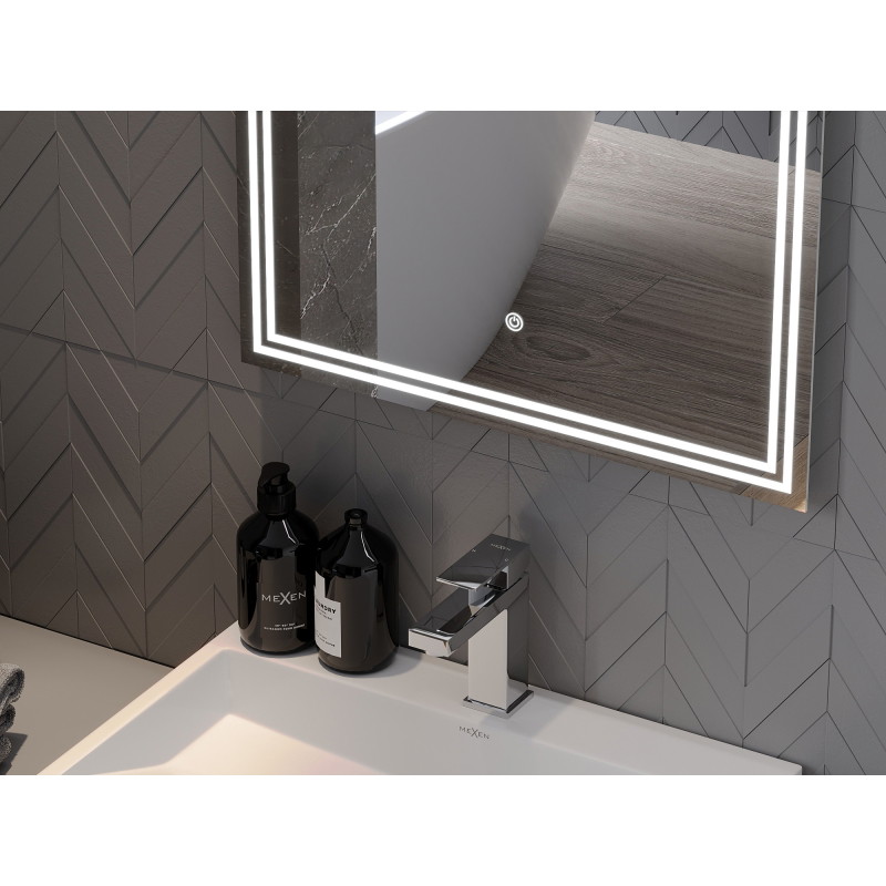 Mexen Taco osvětlené koupelnové zrcadlo 100 x 80 cm, LED 6000K, proti zamlžení - 9805-100-080-611-00