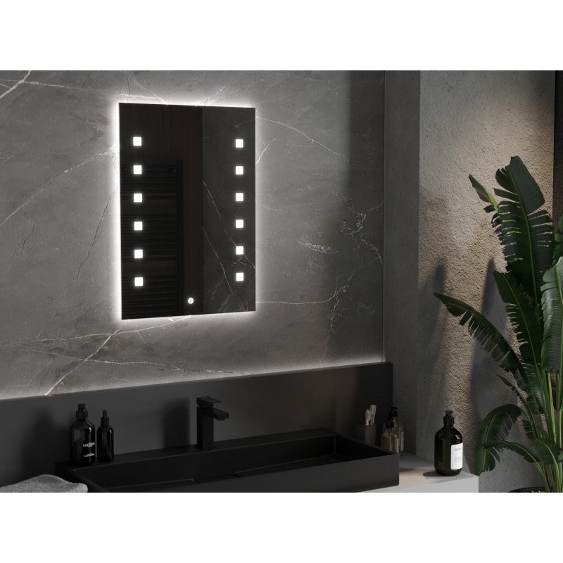 Mexen Ner podsvícené koupelnové zrcadlo 50 x 70 cm, LED 6000K, proti zamlžení - 9809-050-070-611-00