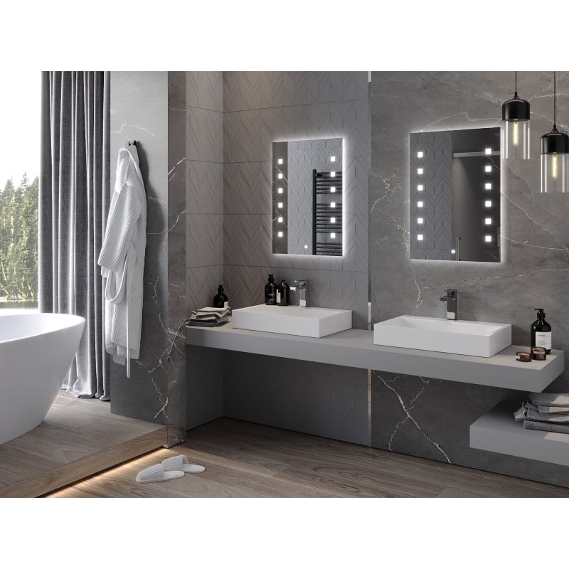 Mexen Ner podsvícené koupelnové zrcadlo 50 x 70 cm, LED 6000K, anti-mlha - 9809-050-070-611-00