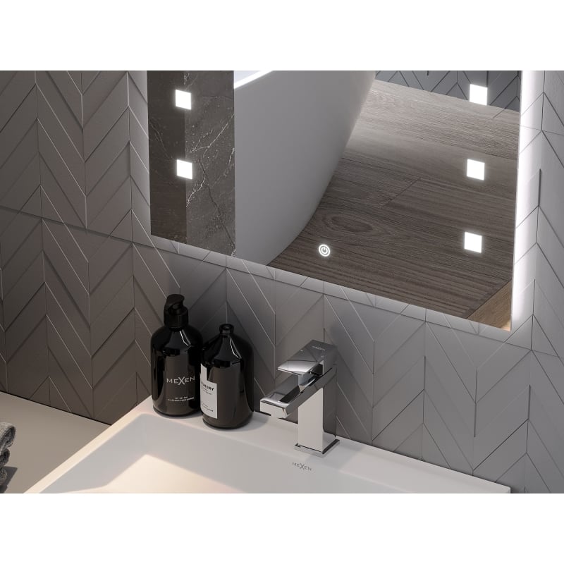 Mexen Ner podsvícené koupelnové zrcadlo 50 x 70 cm, LED 6000K, anti-mlha - 9809-050-070-611-00
